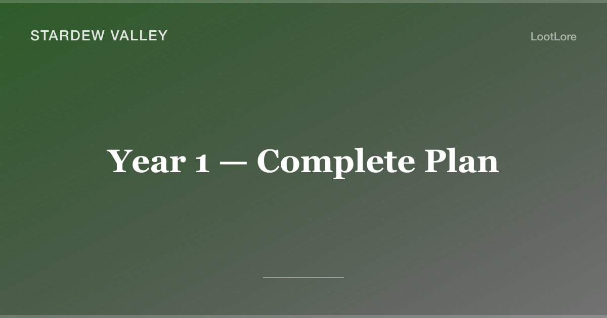 Stardew Valley year 1 plan cover