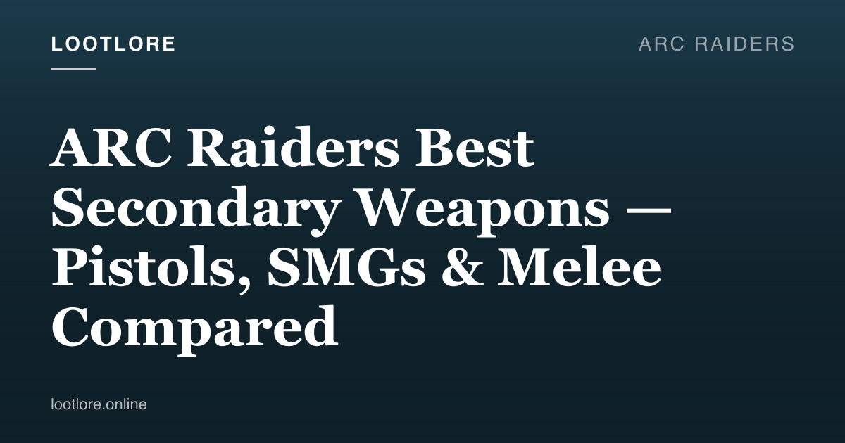 ARC Raiders secondary weapon comparison featuring pistol, SMG, and melee