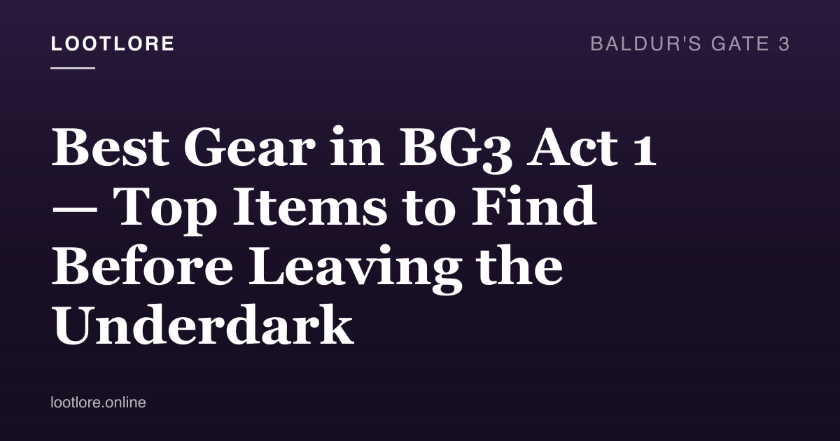 Baldur's Gate 3 guide cover for Best Gear in BG3 Act 1 — Top Items to Find Before Leaving the Underdark