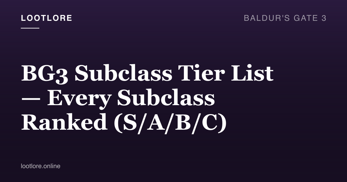 BG3 subclass selection screen showing tier rankings