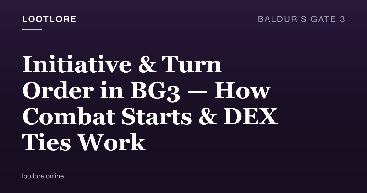 Baldur's Gate 3 guide cover for Initiative & Turn Order in BG3 — How Combat Starts & DEX Ties Work