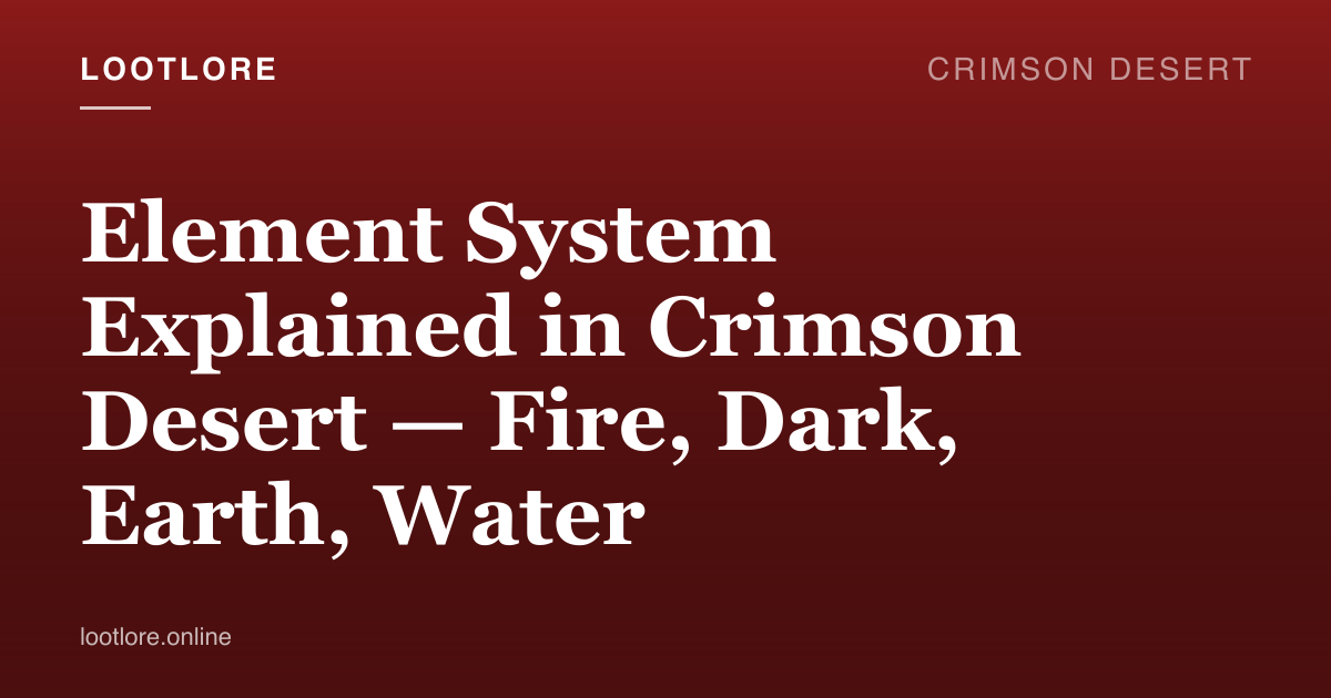 Crimson Desert guide cover for Element System Explained in Crimson Desert — Fire, Dark, Earth, Water