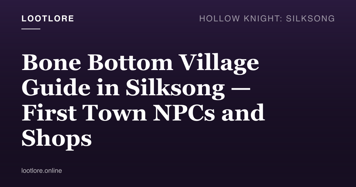 Bone Bottom village in Silksong — Hornet standing on the central walkway between the bench and the map vendor