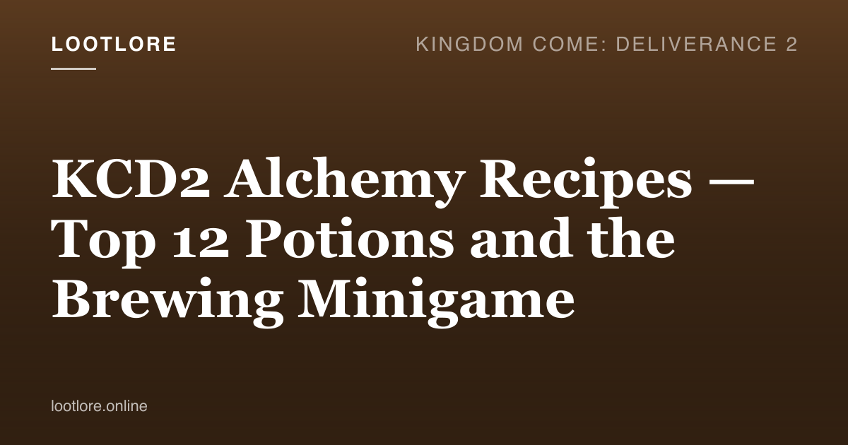 KCD2 alchemy bench with bellows and cauldron — Henry brewing Savior Schnapps at the Trosky alchemist