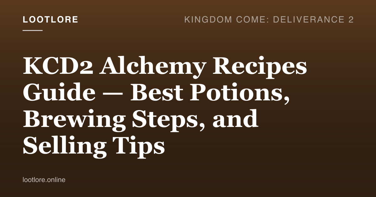 KCD2 alchemy recipes guide — Henry brewing potions at a medieval cauldron