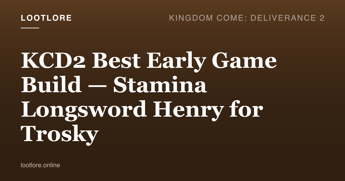 KCD2 early game build — Henry in the Trosky castle armory with longsword and stamina perks selected