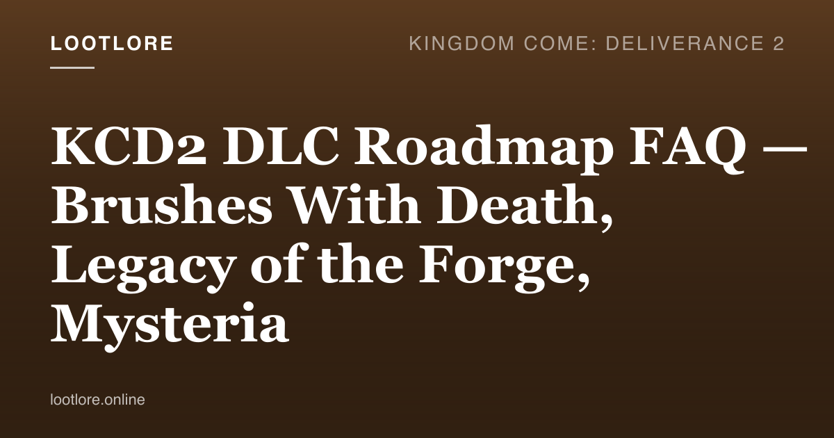 KCD2 DLC roadmap key art — three DLC banners with Henry overlaid across them