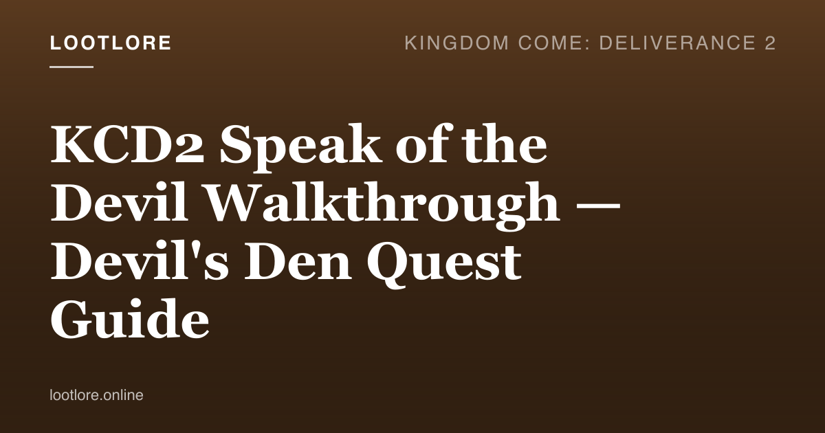 KCD2 Speak of the Devil walkthrough — Henry approaching the Devil's Den cult arena