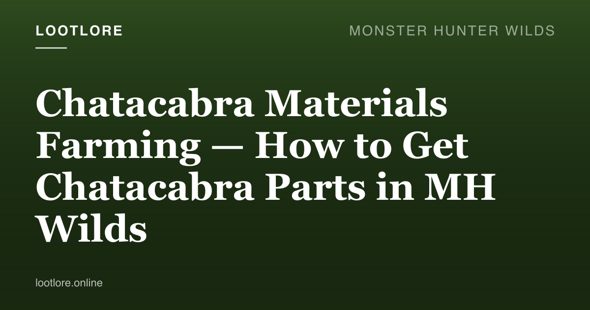 Monster Hunter Wilds guide cover for Chatacabra Materials Farming — How to Get Chatacabra Parts in MH Wilds