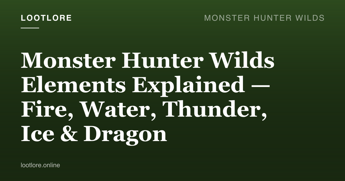 Monster Hunter Wilds guide cover for Monster Hunter Wilds Elements Explained — Fire, Water, Thunder, Ice & Dragon