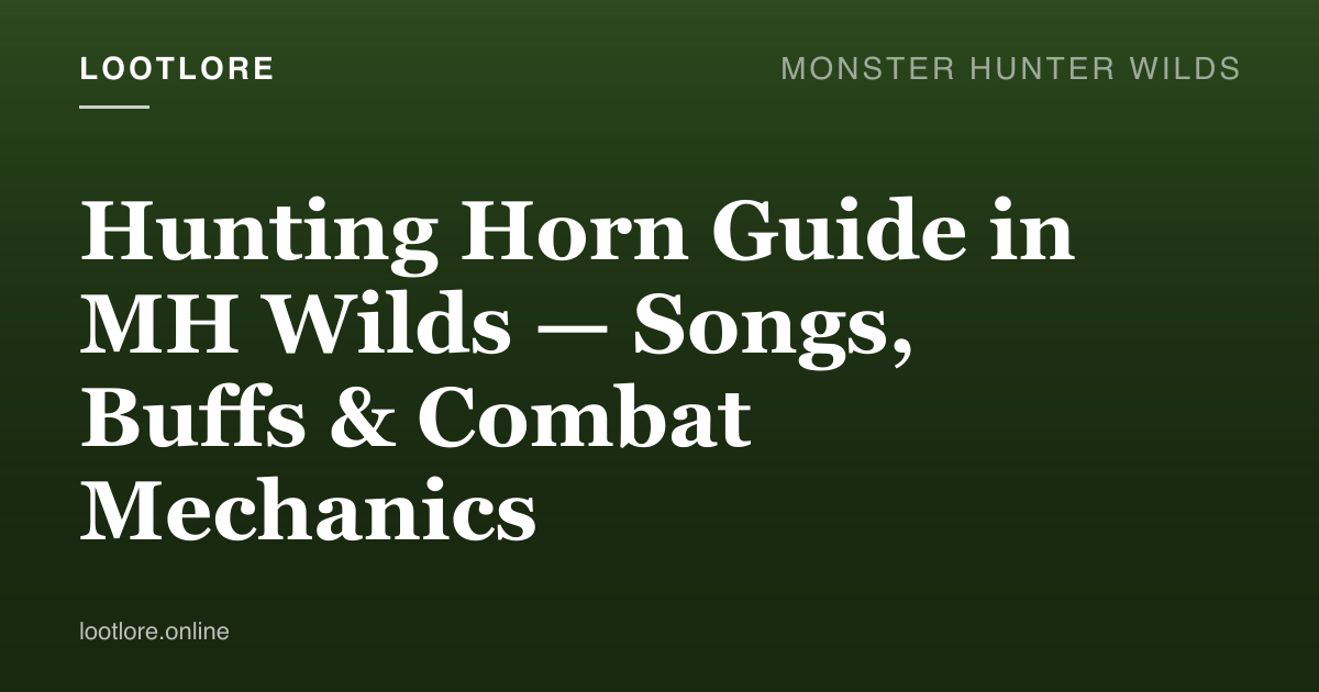 Monster Hunter Wilds guide cover for Hunting Horn Guide in MH Wilds — Songs, Buffs & Combat Mechanics