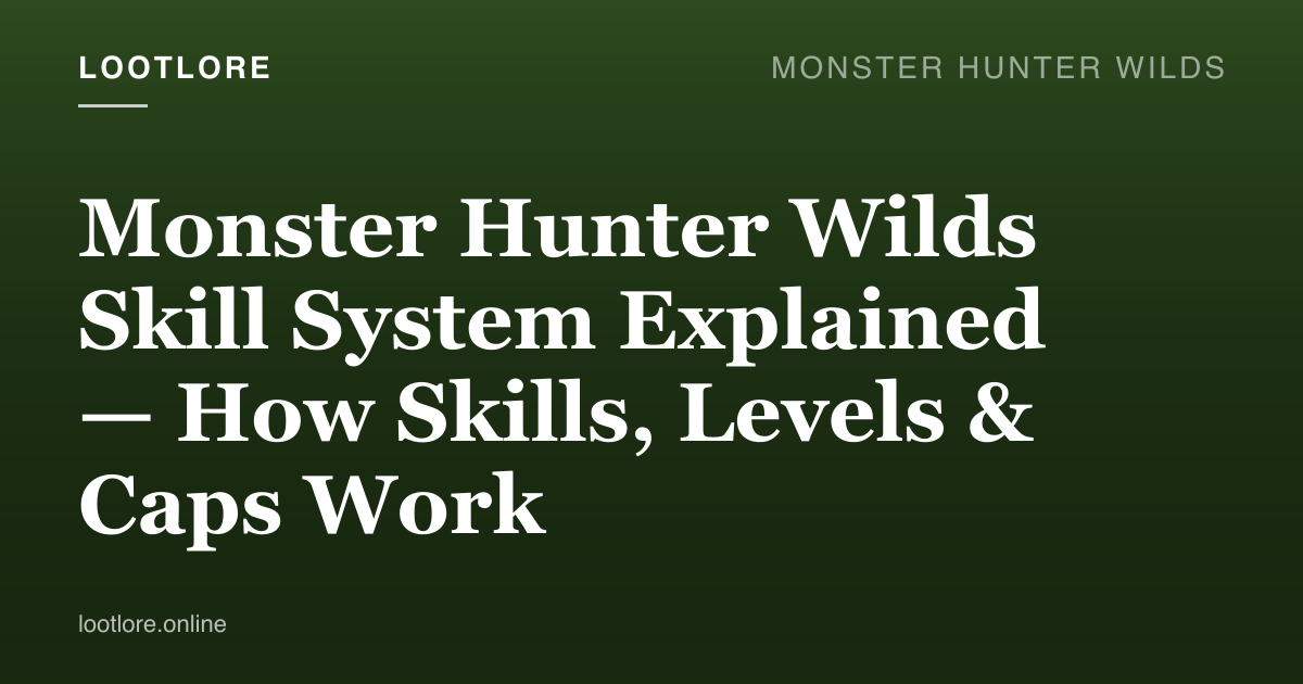 Monster Hunter Wilds guide cover for Monster Hunter Wilds Skill System Explained — How Skills, Levels & Caps Work