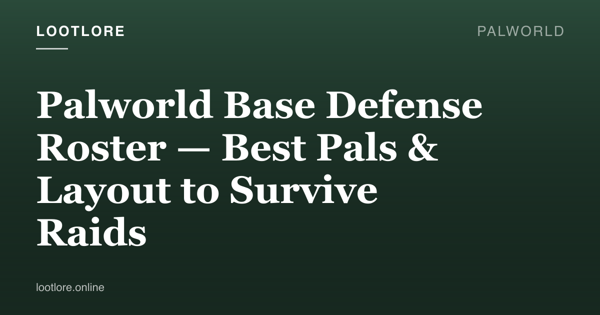 Palworld base defense layout with turrets and Pals