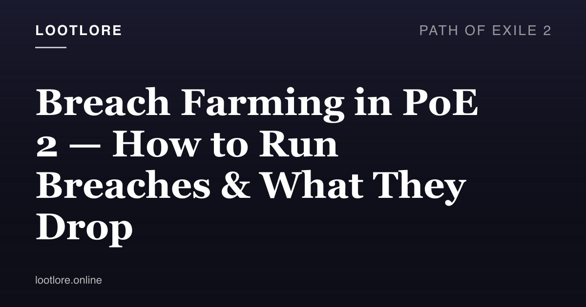 Path of Exile 2 guide cover for Breach Farming in PoE 2 — How to Run Breaches & What They Drop