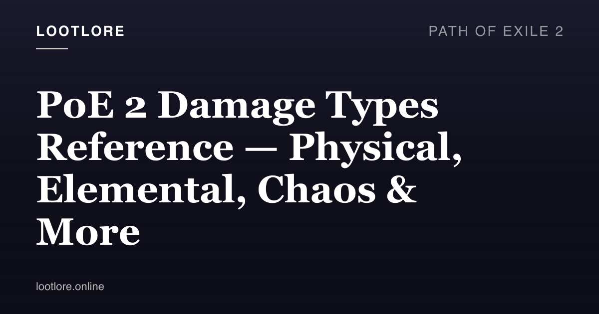 Path of Exile 2 guide cover for PoE 2 Damage Types Reference — Physical, Elemental, Chaos & More