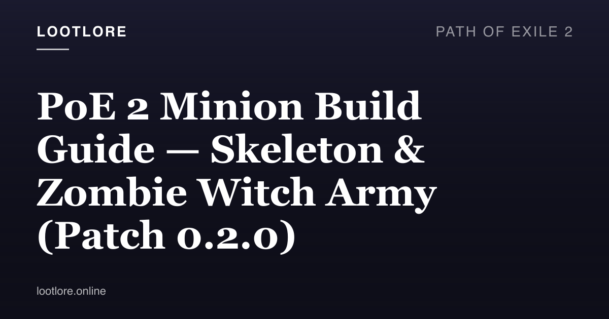 Path of Exile 2 Witch commanding a skeleton army against endgame monsters