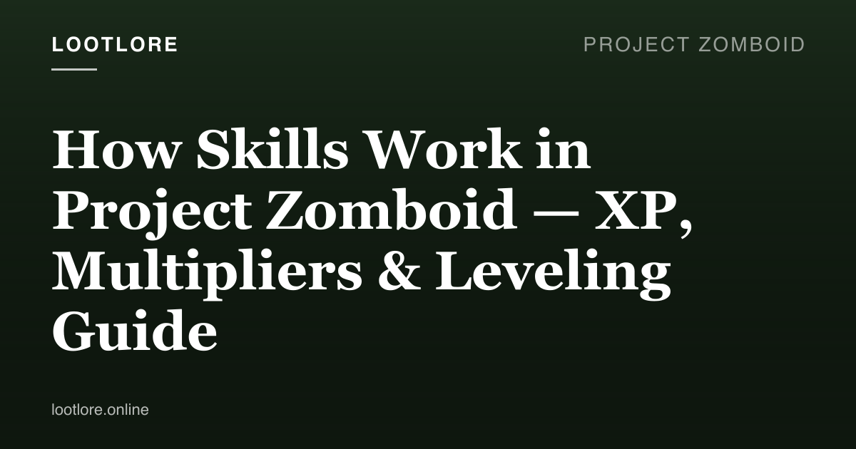 Project Zomboid guide cover for How Skills Work in Project Zomboid — XP, Multipliers & Leveling Guide