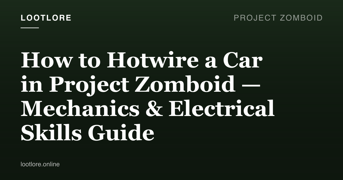 Project Zomboid guide cover for How to Hotwire a Car in Project Zomboid — Mechanics & Electrical Skills Guide