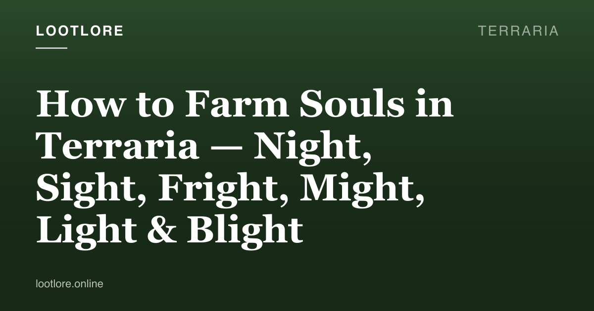 Terraria guide cover for How to Farm Souls in Terraria — Night, Sight, Fright, Might, Light & Blight