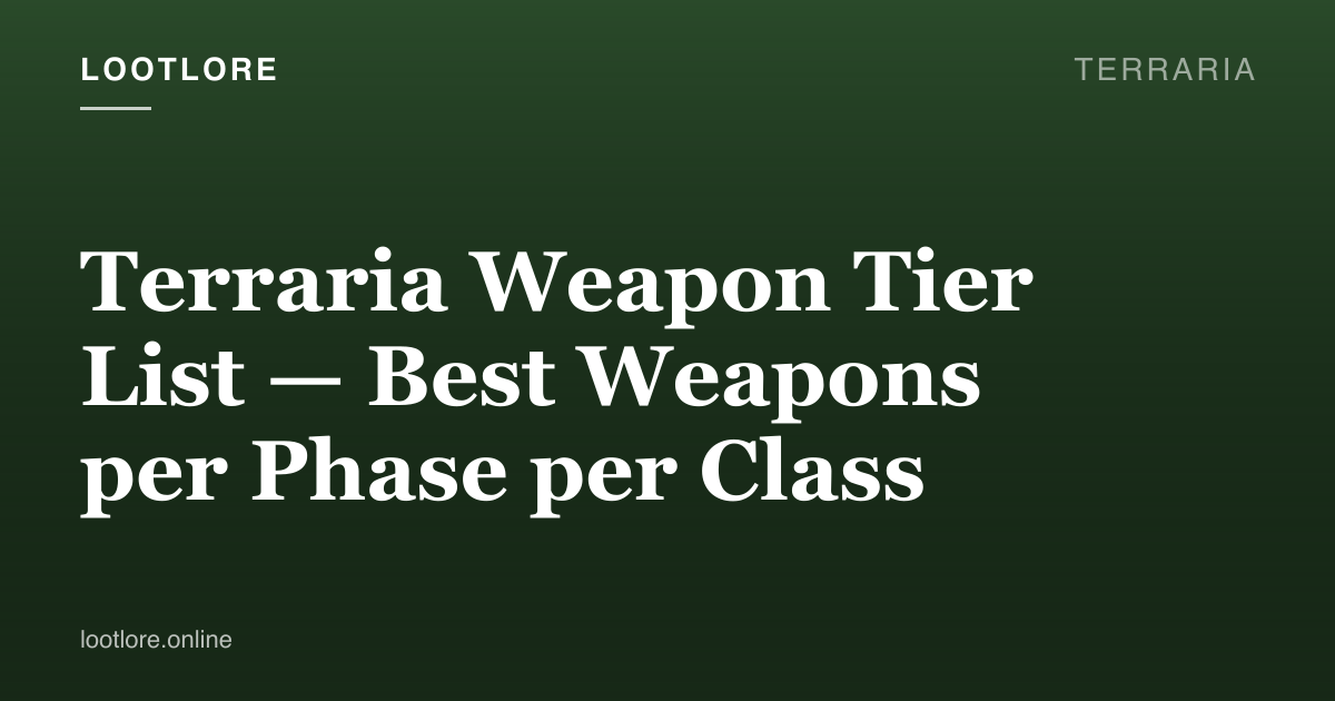 Terraria weapon tier list with Terra Blade, Megashark, Razorpine, and Stardust Dragon