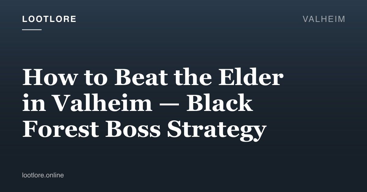 Valheim guide cover for How to Beat the Elder in Valheim — Black Forest Boss Strategy