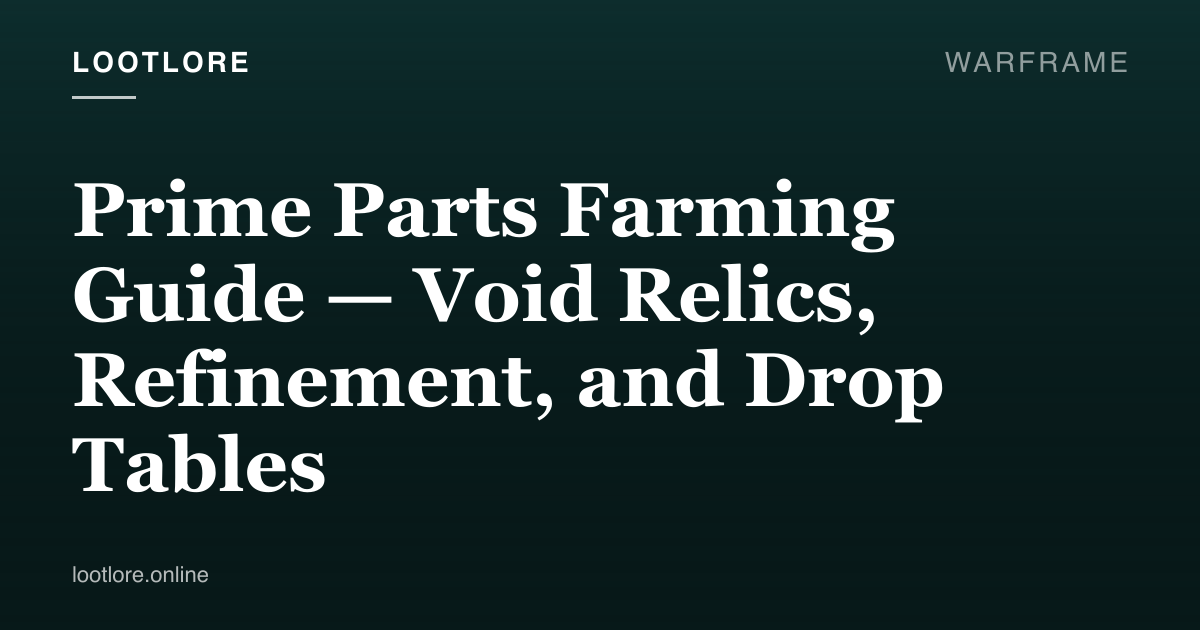 Warframe Void relic refinement panel showing relic tiers and drop tables